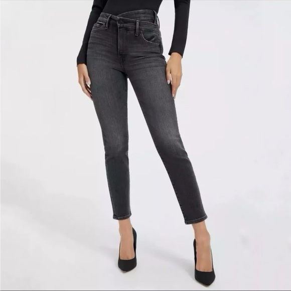 Good American Good Classic Slim Straight Jeans Crossover Black219 Size 2/26 NWOT - Picture 4 of 8